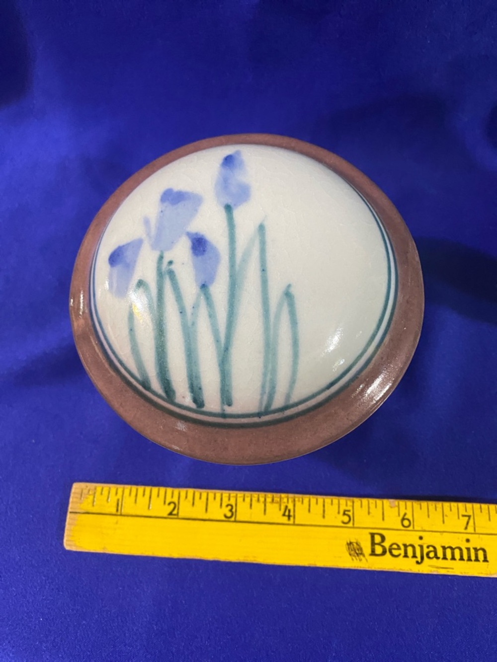 Vintage Signed Pottery ‘MH’ Candle Holder w/lid